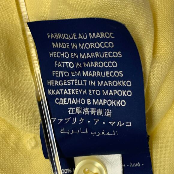 VILEBREQUIN Size XL Yellow Linen One Pocket Long Sleeve Shirt - Picture 9 of 10